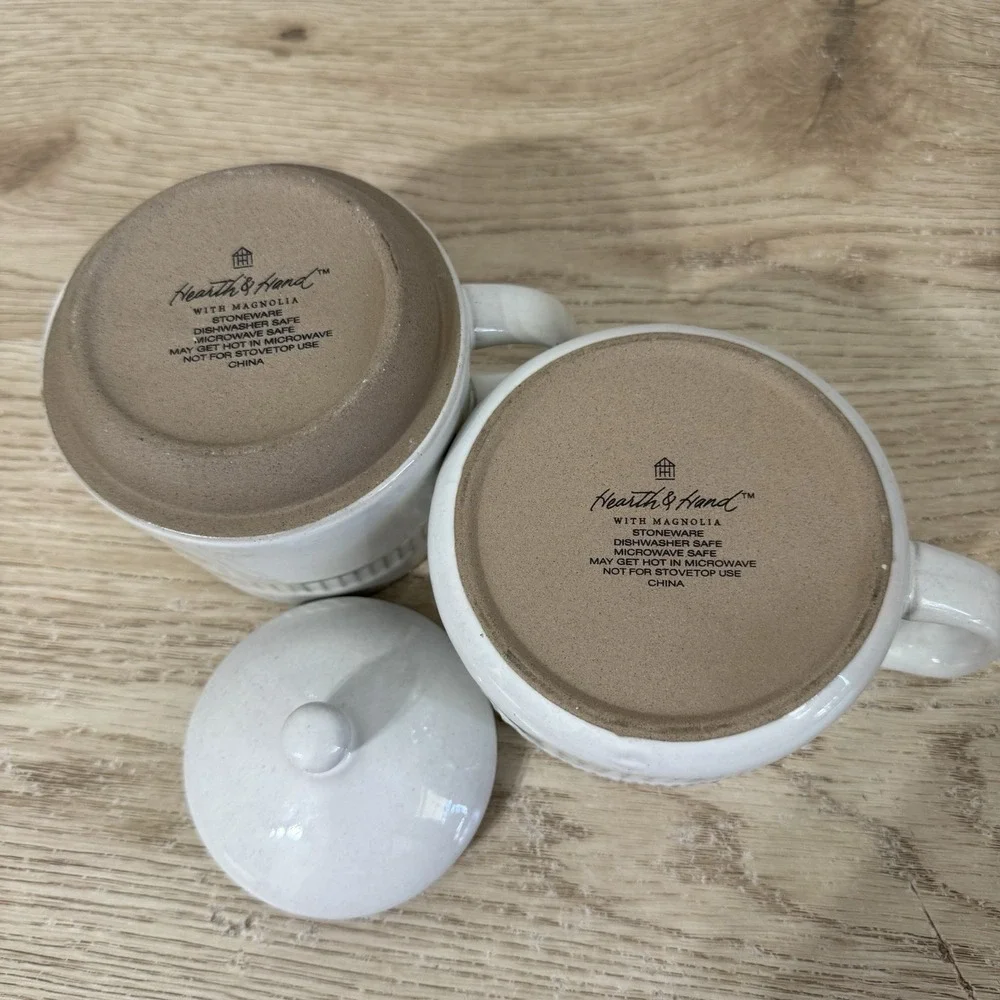 Hearth & Hand Magnolia Stoneware Coffee Pot‎ & Mug Set Joanna Gaines Tea Pot Cup